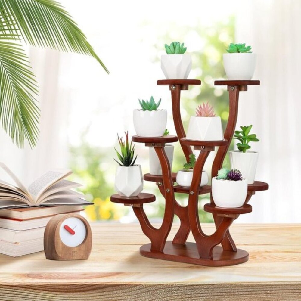 9-Pot Mini Succulent Stand, Multi-Layer Small Plant Display Shelf for Windowsill - Picture 1 of 7